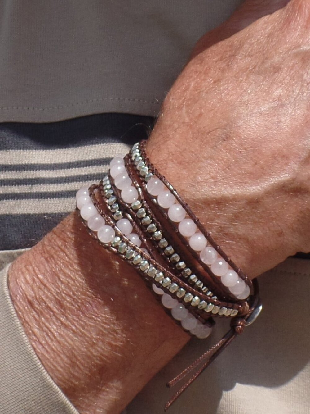 Rose Quartz Bracelet Bead WRAP NWT